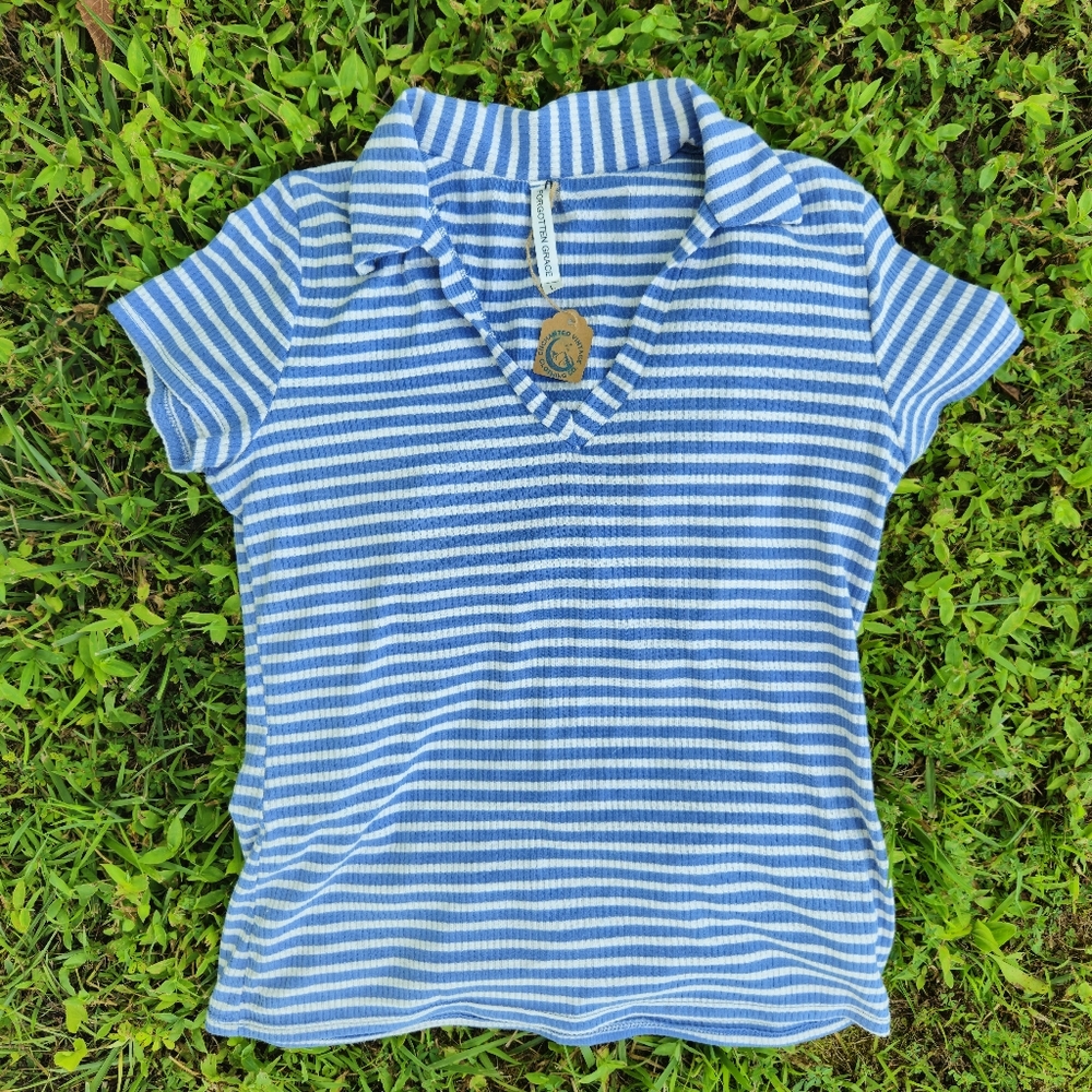 Y2K V-Neck Collared Shirt Size L